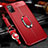 Soft Silicone Gel Leather Snap On Case Cover with Magnetic Finger Ring Stand T02 for Huawei Honor View 30 Pro 5G Red