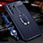 Soft Silicone Gel Leather Snap On Case Cover with Magnetic Finger Ring Stand T02 for Huawei P40 Lite 5G Blue