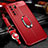 Soft Silicone Gel Leather Snap On Case Cover with Magnetic Finger Ring Stand T02 for Huawei P40 Lite 5G Red