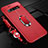 Soft Silicone Gel Leather Snap On Case Cover with Magnetic Finger Ring Stand T02 for Samsung Galaxy S10 Red