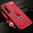 Soft Silicone Gel Leather Snap On Case Cover with Magnetic Finger Ring Stand T02 for Xiaomi Mi Note 10 Red