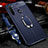 Soft Silicone Gel Leather Snap On Case Cover with Magnetic Finger Ring Stand T02 for Xiaomi Redmi Note 8 (2021) Blue