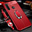 Soft Silicone Gel Leather Snap On Case Cover with Magnetic Finger Ring Stand T02 for Xiaomi Redmi Note 8 (2021) Red