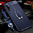 Soft Silicone Gel Leather Snap On Case Cover with Magnetic Finger Ring Stand T03 for Huawei Nova 5 Blue