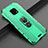 Soft Silicone Gel Leather Snap On Case Cover with Magnetic Finger Ring Stand T04 for Huawei Mate 20 Pro Green