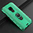 Soft Silicone Gel Leather Snap On Case Cover with Magnetic Finger Ring Stand T05 for Huawei Mate 20 Green