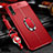 Soft Silicone Gel Leather Snap On Case Cover with Magnetic Finger Ring Stand T05 for Huawei P20 Red
