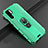 Soft Silicone Gel Leather Snap On Case Cover with Magnetic Finger Ring Stand T06 for Huawei P30 Pro New Edition Green