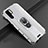 Soft Silicone Gel Leather Snap On Case Cover with Magnetic Finger Ring Stand T06 for Huawei P30 Pro New Edition Silver
