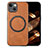 Soft Silicone Gel Leather Snap On Case Cover with Magnetic S02D for Apple iPhone 13 Brown