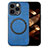 Soft Silicone Gel Leather Snap On Case Cover with Magnetic S02D for Apple iPhone 13 Pro Blue
