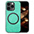 Soft Silicone Gel Leather Snap On Case Cover with Magnetic S02D for Apple iPhone 13 Pro Green