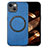 Soft Silicone Gel Leather Snap On Case Cover with Magnetic S02D for Apple iPhone 14 Plus Blue