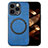 Soft Silicone Gel Leather Snap On Case Cover with Magnetic S02D for Apple iPhone 14 Pro Blue