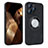 Soft Silicone Gel Leather Snap On Case Cover with Magnetic S07D for Apple iPhone 13 Pro Black