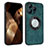 Soft Silicone Gel Leather Snap On Case Cover with Magnetic S07D for Apple iPhone 13 Pro Green