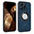 Soft Silicone Gel Leather Snap On Case Cover with Magnetic S07D for Apple iPhone 13 Pro Max Blue