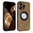 Soft Silicone Gel Leather Snap On Case Cover with Magnetic S07D for Apple iPhone 13 Pro Max Brown