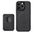 Soft Silicone Gel Leather Snap On Case Cover with Magnetic S08D for Apple iPhone 13 Pro Black