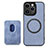 Soft Silicone Gel Leather Snap On Case Cover with Magnetic S08D for Apple iPhone 13 Pro Blue