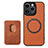 Soft Silicone Gel Leather Snap On Case Cover with Magnetic S08D for Apple iPhone 13 Pro Brown