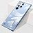 Transparent Crystal Hard Case Back Cover H01 for Samsung Galaxy S22 Ultra 5G Blue