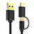 Type-C and Mrico USB Charger USB Data Cable Charging Cord Android Universal T01 Black