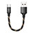 Type-C Charger USB Data Cable Charging Cord Android Universal 25cm S04 Black