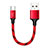 Type-C Charger USB Data Cable Charging Cord Android Universal 25cm S04 Red