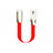 Type-C Charger USB Data Cable Charging Cord Android Universal 30cm S06 Red