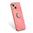 Ultra-thin Silicone Gel Soft Case Cover with Finger Ring Stand for Apple iPhone 13 Pink