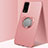 Ultra-thin Silicone Gel Soft Case Cover with Magnetic Finger Ring Stand A01 for Huawei Honor Play4T Pro Rose Gold