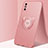 Ultra-thin Silicone Gel Soft Case Cover with Magnetic Finger Ring Stand A01 for Huawei Honor X10 Max 5G Rose Gold