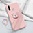 Ultra-thin Silicone Gel Soft Case Cover with Magnetic Finger Ring Stand A01 for Oppo A31 Pink