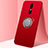 Ultra-thin Silicone Gel Soft Case Cover with Magnetic Finger Ring Stand A01 for Oppo A9 Red