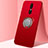 Ultra-thin Silicone Gel Soft Case Cover with Magnetic Finger Ring Stand A01 for Oppo A9X Red