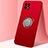 Ultra-thin Silicone Gel Soft Case Cover with Magnetic Finger Ring Stand A01 for Oppo Reno4 SE 5G Red