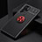 Ultra-thin Silicone Gel Soft Case Cover with Magnetic Finger Ring Stand A01 for Samsung Galaxy S21 Ultra 5G Red and Black