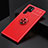 Ultra-thin Silicone Gel Soft Case Cover with Magnetic Finger Ring Stand A01 for Samsung Galaxy S22 Ultra 5G Red