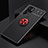 Ultra-thin Silicone Gel Soft Case Cover with Magnetic Finger Ring Stand A01 for Samsung Galaxy S22 Ultra 5G Red and Black