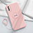 Ultra-thin Silicone Gel Soft Case Cover with Magnetic Finger Ring Stand A01 for Vivo Y20i India Pink