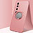 Ultra-thin Silicone Gel Soft Case Cover with Magnetic Finger Ring Stand A01 for Xiaomi Mi 10 Ultra Rose Gold