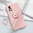 Ultra-thin Silicone Gel Soft Case Cover with Magnetic Finger Ring Stand A02 for Huawei Nova 8 5G Pink