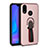 Ultra-thin Silicone Gel Soft Case Cover with Magnetic Finger Ring Stand A02 for Huawei P20 Lite Rose Gold