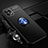 Ultra-thin Silicone Gel Soft Case Cover with Magnetic Finger Ring Stand A02 for Oppo A72 5G Blue and Black