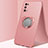 Ultra-thin Silicone Gel Soft Case Cover with Magnetic Finger Ring Stand A02 for Realme X7 5G Rose Gold