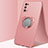 Ultra-thin Silicone Gel Soft Case Cover with Magnetic Finger Ring Stand A02 for Realme X7 Pro 5G Rose Gold