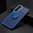 Ultra-thin Silicone Gel Soft Case Cover with Magnetic Finger Ring Stand A02 for Samsung Galaxy S22 5G Blue