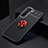 Ultra-thin Silicone Gel Soft Case Cover with Magnetic Finger Ring Stand A02 for Samsung Galaxy S22 5G Red and Black