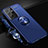 Ultra-thin Silicone Gel Soft Case Cover with Magnetic Finger Ring Stand A02 for Samsung Galaxy S22 Ultra 5G Blue